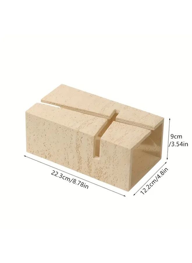 Apricot Geometric Tissue Box Holder Modern Bathroom Kitchen Storage Organizer - Image 3